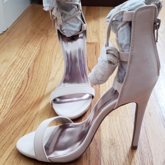 Shoes - Lace up faux suede high heels